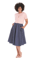DOT DAYS SWING SKIRT-Navy