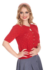 HEART BLOOMS CARDIGAN-Red