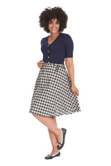 CHERRY CHECK  SKIRT-Navy