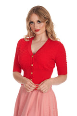 LOVE HEART CARDIGAN-Red