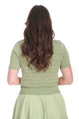 Banned Retro 50s Hearts Waves Cardigan-Green