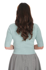 APRIL SHORT SLEEVE CARDIGAN-Aqua