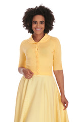 APRIL SHORT SLEEVE CARDIGAN-Lemon
