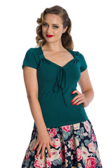 Banned Retro Sweetheart Striped Dannii Top  Green