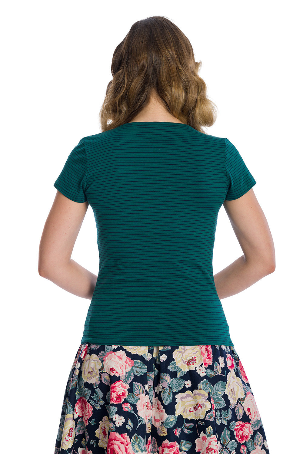 Banned Retro Sweetheart Striped Dannii Top  Green