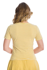 Banned Retro Sweet Stripes New Style Top Yellow