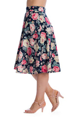 Banned Retro Cherry Jane Rockabilly Pencil Skirt Navy