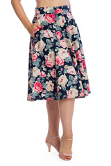 Banned Retro Cherry Jane Rockabilly Pencil Skirt Navy