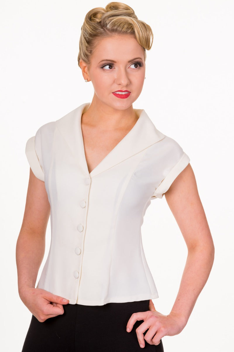 Banned Retro 1950's Dream Master Rita Shirt Off White