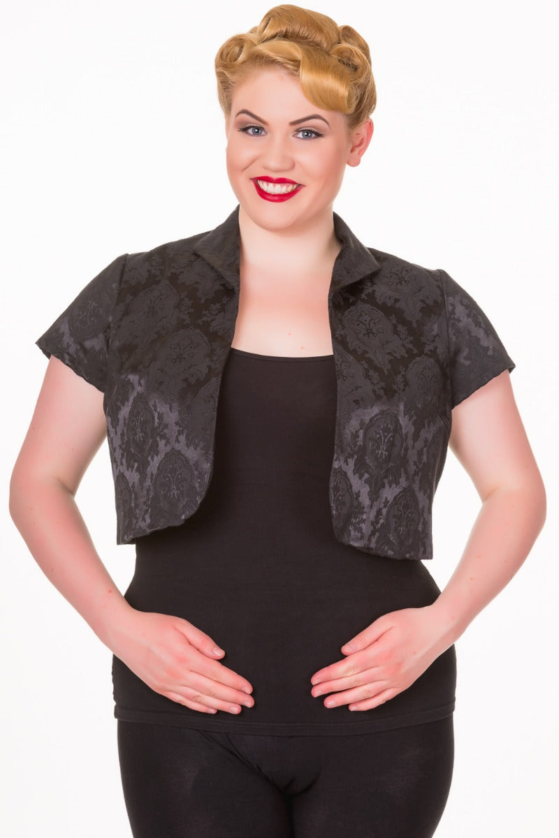 Banned Retro 1950's Off The Night Jacquard Bolero Black