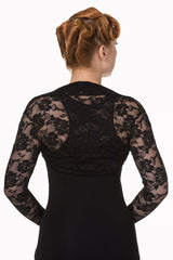 Banned Retro 1950's Lace Rose Heather Bolero Black