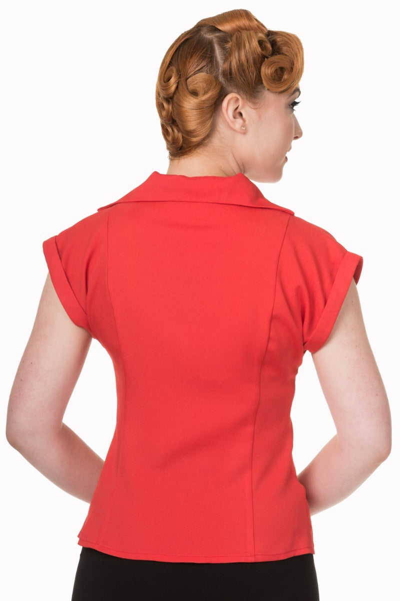 Banned Retro 1950's Dream Master Rita Shirt Lipstick Red