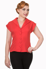 Banned Retro 1950's Dream Master Rita Shirt Lipstick Red