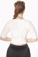 Banned Retro 1950's Raven Round Neck Cropped Vintage Cardigan Off White