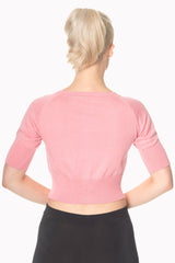 Banned Retro 1950's Raven Round Neck Cropped Vintage Cardigan Pink