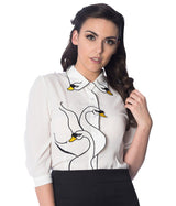 Banned Retro Swan Lake Thelma Blouse White