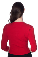 Banned Retro Cardigan mit gewelltem Kragen und Katzenmotiv