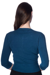 Banned Retro Cardigan mit gewelltem Kragen und Katzenmotiv