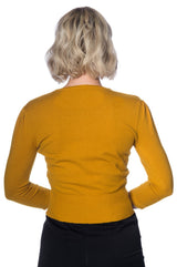 Banned Retro Cardigan mit gewelltem Kragen und Katzenmotiv