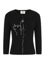 Banned Retro Cat Scalloped Collar Cardigan