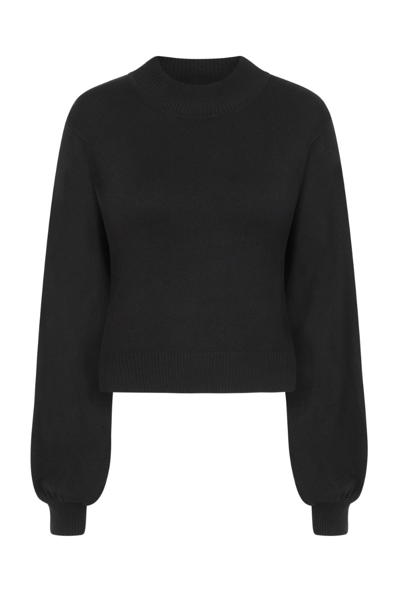 BALLOON SLEEVE BLACK CROP