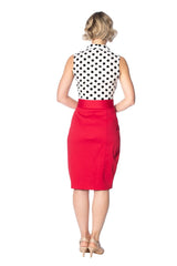 Banned Retro 1950's Black Polka Dot Love Tie Up Crop Top Blouse White