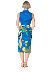 Banned Retro 1950's Tiki Tie Up Crop Top Blouse Blue