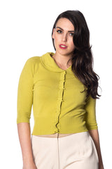 APRIL SHORT SLEEVE CARDIGAN-Lime
