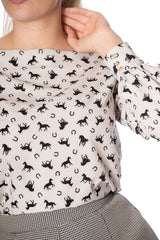 Banned Retro Wild Horses Boat Neck Vintage Top
