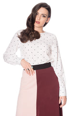 Banned Retro Vintage Dotty Polka Dot Top White