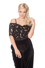 SPARKLE FEATHER TOP-Black-EU