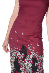 BLACK CAT BLOOM PENCIL DRESS