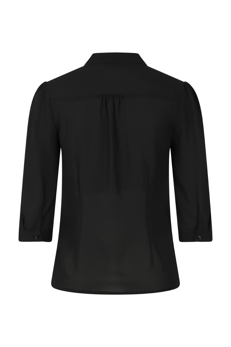 Banned Retro 1950's Perfect Pussy Bow Vintage Bell Sleeve Blouse Black
