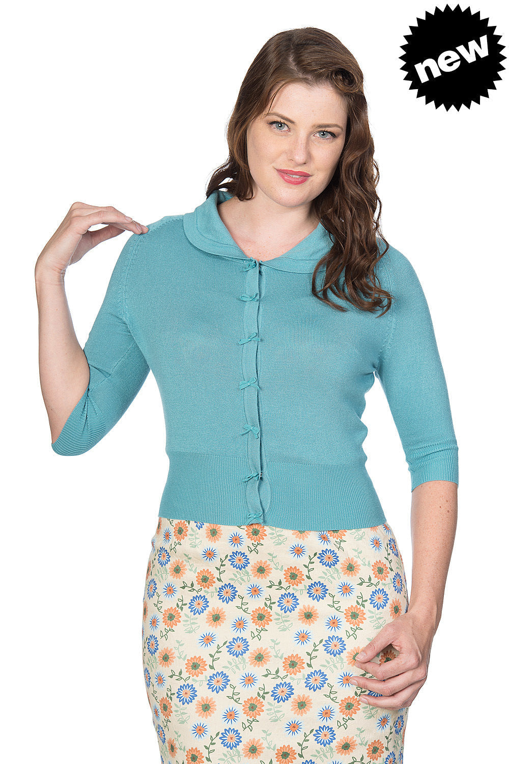APRIL SHORT SLEEVE CARDIGAN-Blue