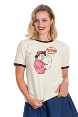 Banned Retro 70's Together We Can Didi Crew Neck Vintage T-Shirt Cream