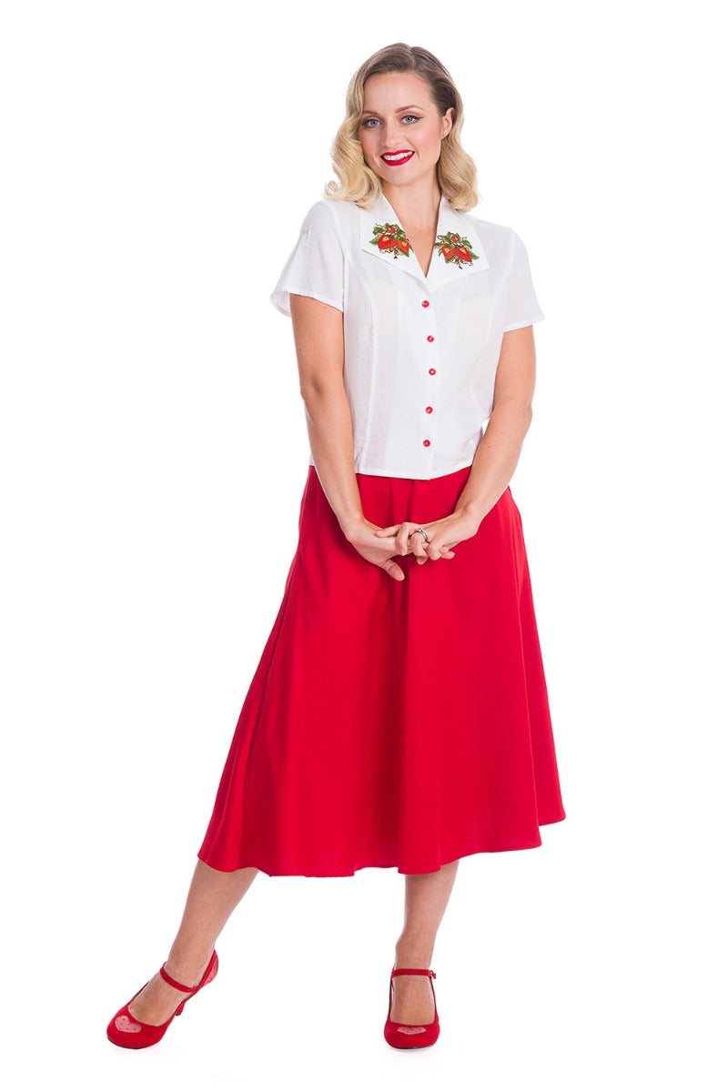 Banned Retro 1940's Strawberry Fields White Blouse