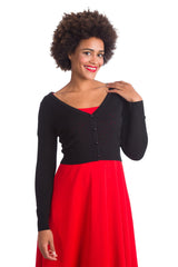 Banned Retro 60's Love Dream Heart Cropped Perforated Vintage Cardigan Black