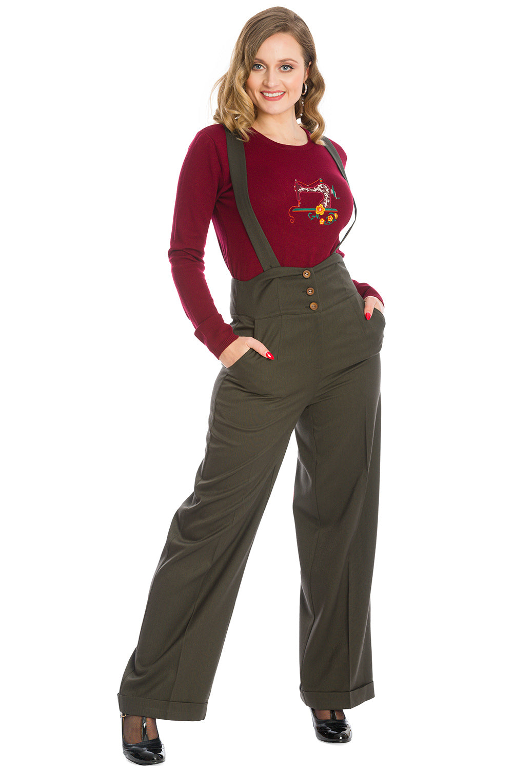Banned retro 1940s Her favourite trouser High waisted with pockets and detachable suspenders