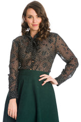 ROSE PUSSY BOW BLOUSE