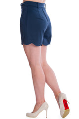 Banned Retro Ahoy Nautical Scallop Shorts  Navy