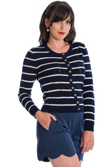 Banned Retro Let's Sail Striped Mara Cardigan Navy