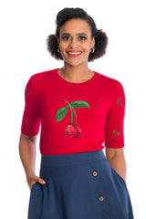 Banned Retro Sweet Summer Cherry Ruby Jumper
