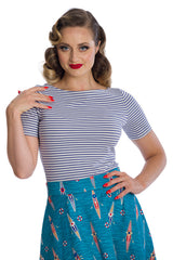 Banned Retro Szizzle Stripe Boat Neck Top Purple