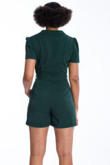 Banned Retro Women Rule Short Collar Playsuit Green