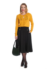 Banned Retro Book Club Swing Skirt with Button and faux flap pocket details