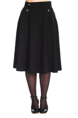 Banned Retro Book Club Swing Skirt with Button and faux flap pocket details