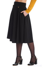 Banned Retro Book Club Swing Skirt with Button and faux flap pocket details