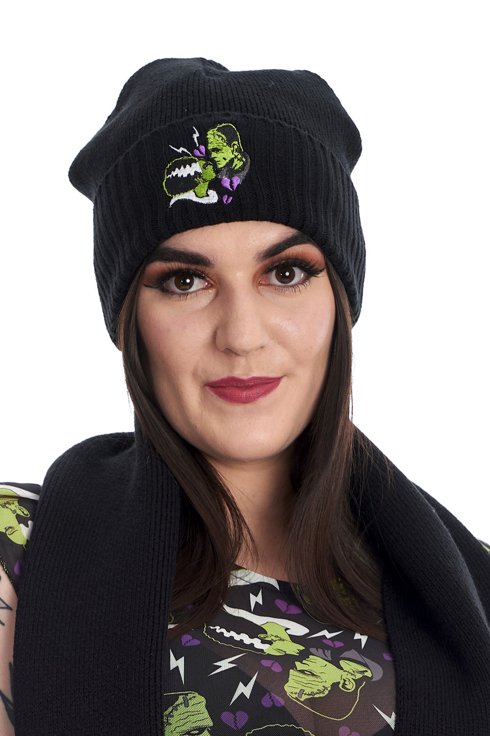 DEATH WON'T PART US KNITTED BEANIE HAT-Black-One Size-EU