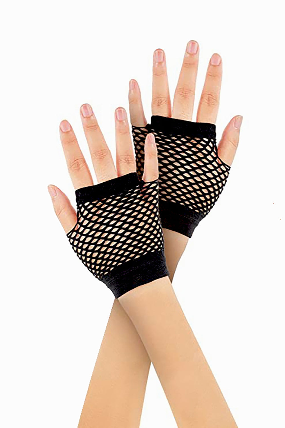 COURTNEY FISHNET FINGERLESS GLOVES-Black-One Size-EU