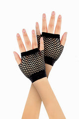 COURTNEY FISHNET FINGERLESS GLOVES-Black-One Size-EU